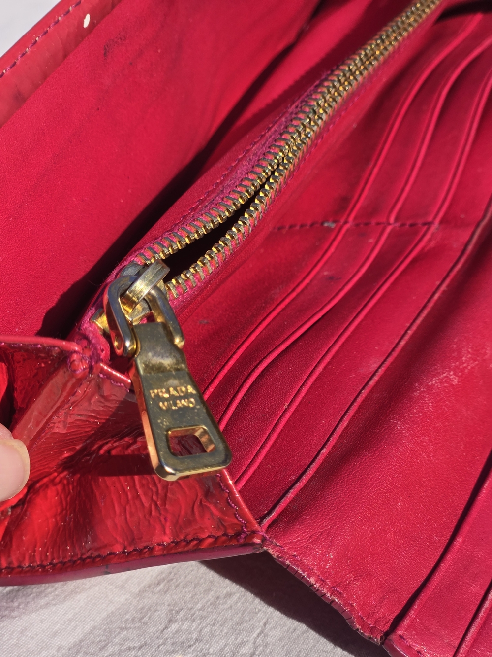 Prada Dark Pink Patent Leather Clutch Wallet - Picture 7 of 12